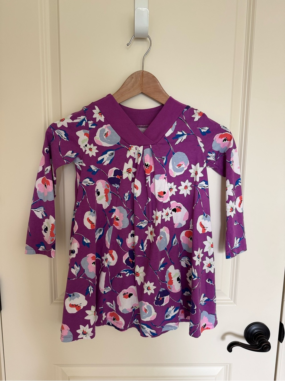 Tea Collection Girls Purple Floral Long Sleeve Dress